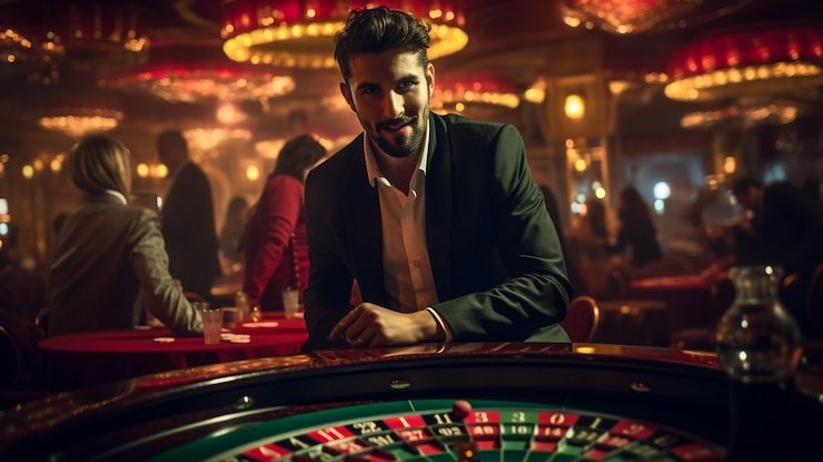 Dealer melepaskan bola ke roda roulette yang berputar